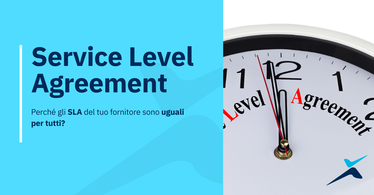 Perché gli SLA del tuo fornitore sono uguali per tutti? titolo articolo blog everex su SLA con immagine di un'orologio