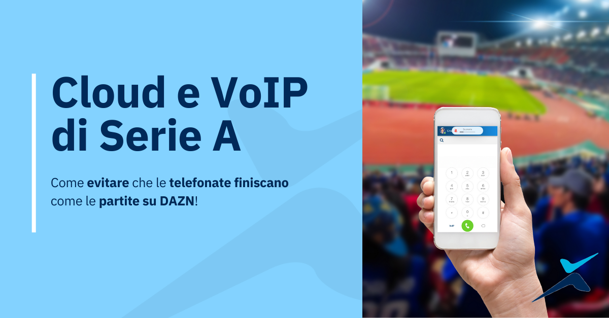 Sistemi di comunicazione in cloud di serie A mano che regge smartphone con l'app Wildix in uno stadio